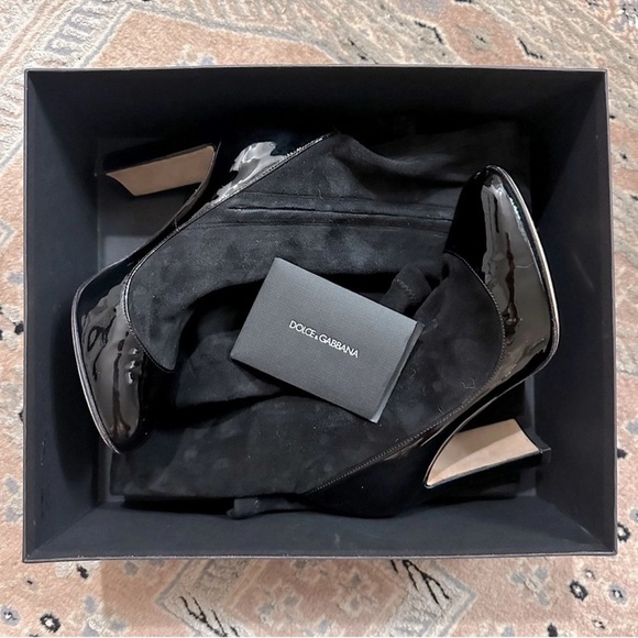 DOLCE & GABBANA Round Toe Pump Insert Over The Knee Suede Sock Boots Black Sz 36 - Picture 11 of 15
